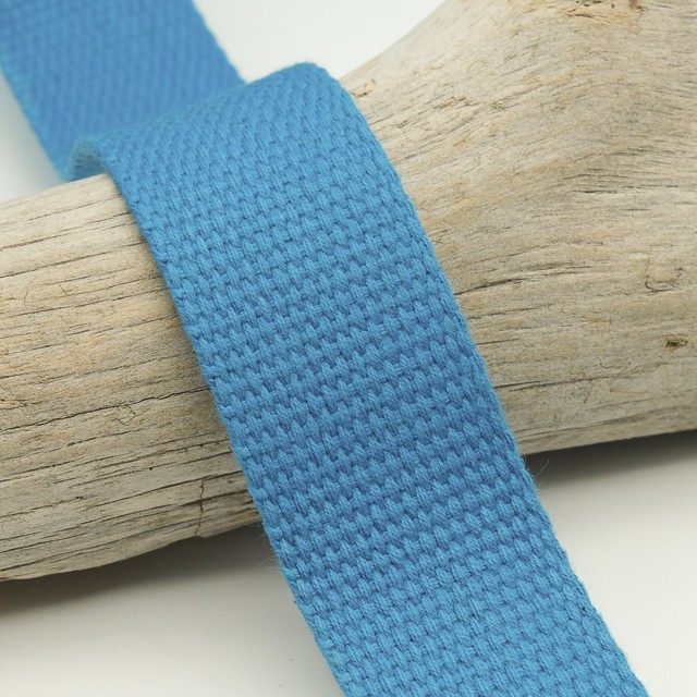 25mm Neon Blue Cotton Webbing - Maison Klem